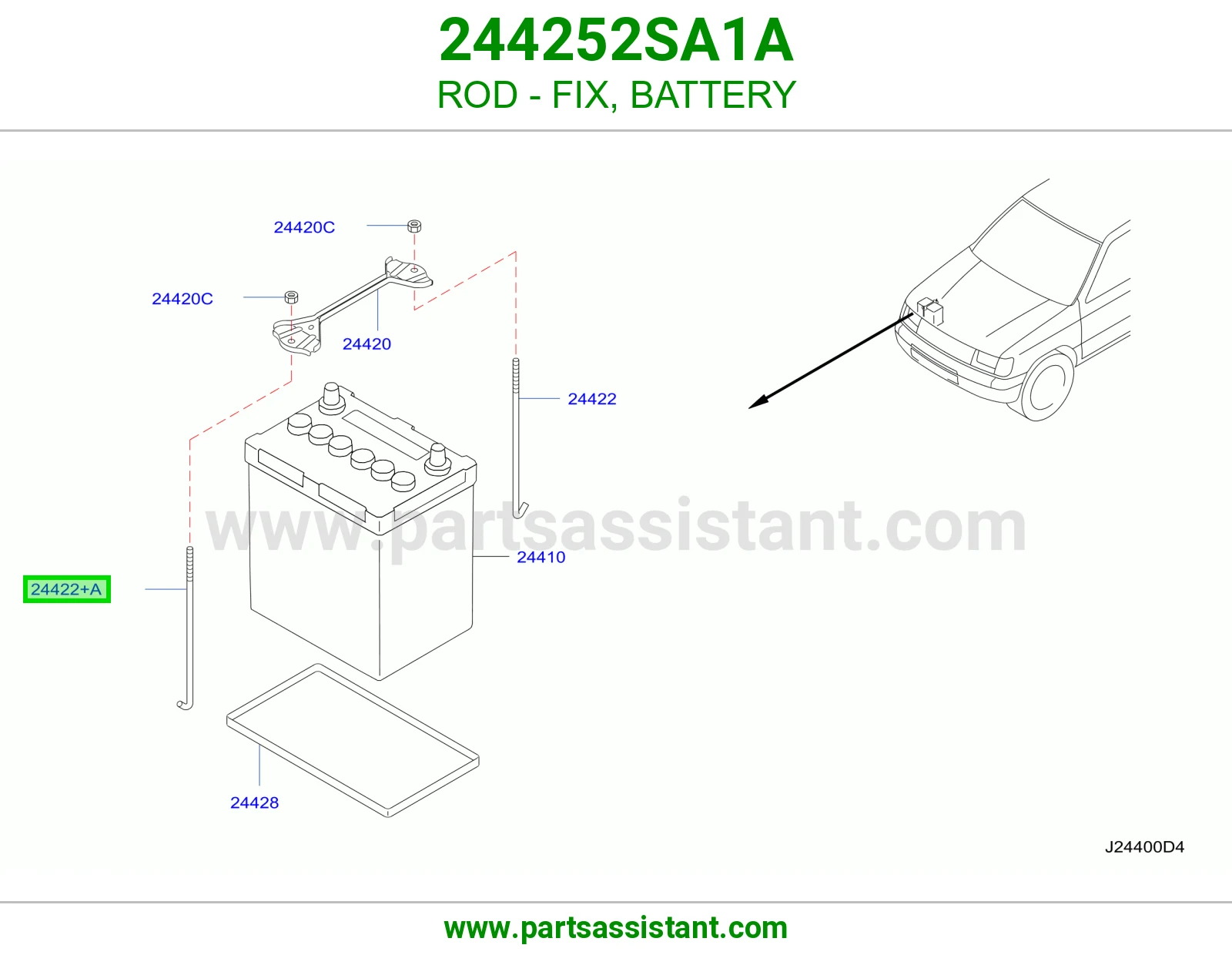 ذراع تثبيت بطارية 244252SA1A