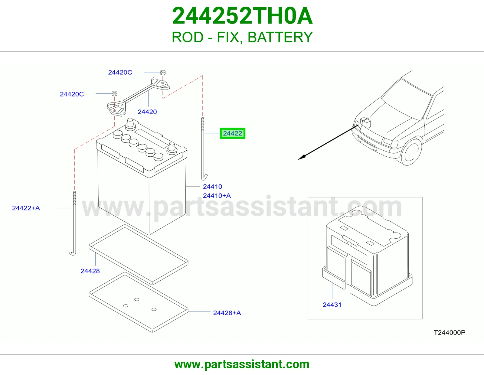 ذراع تثبيت بطارية 244252TH0A