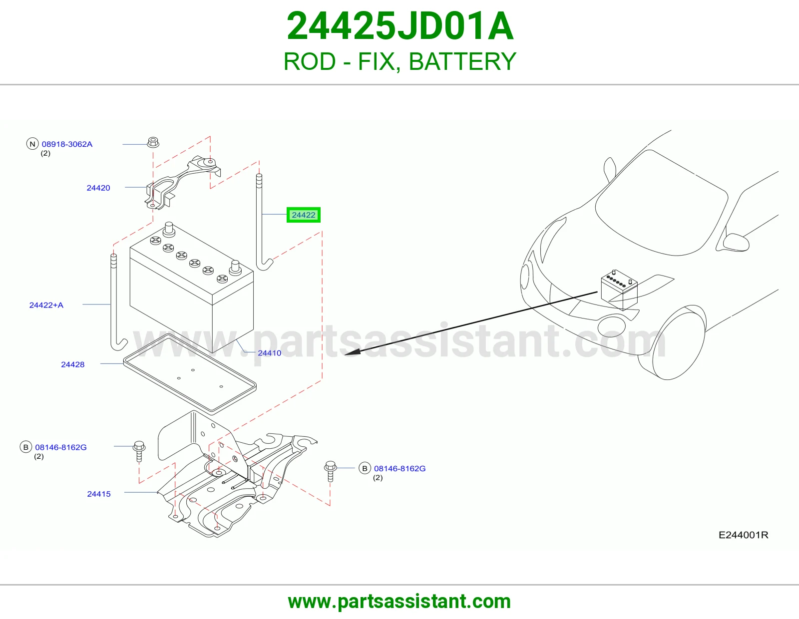 ذراع تثبيت بطارية 24425JD01A