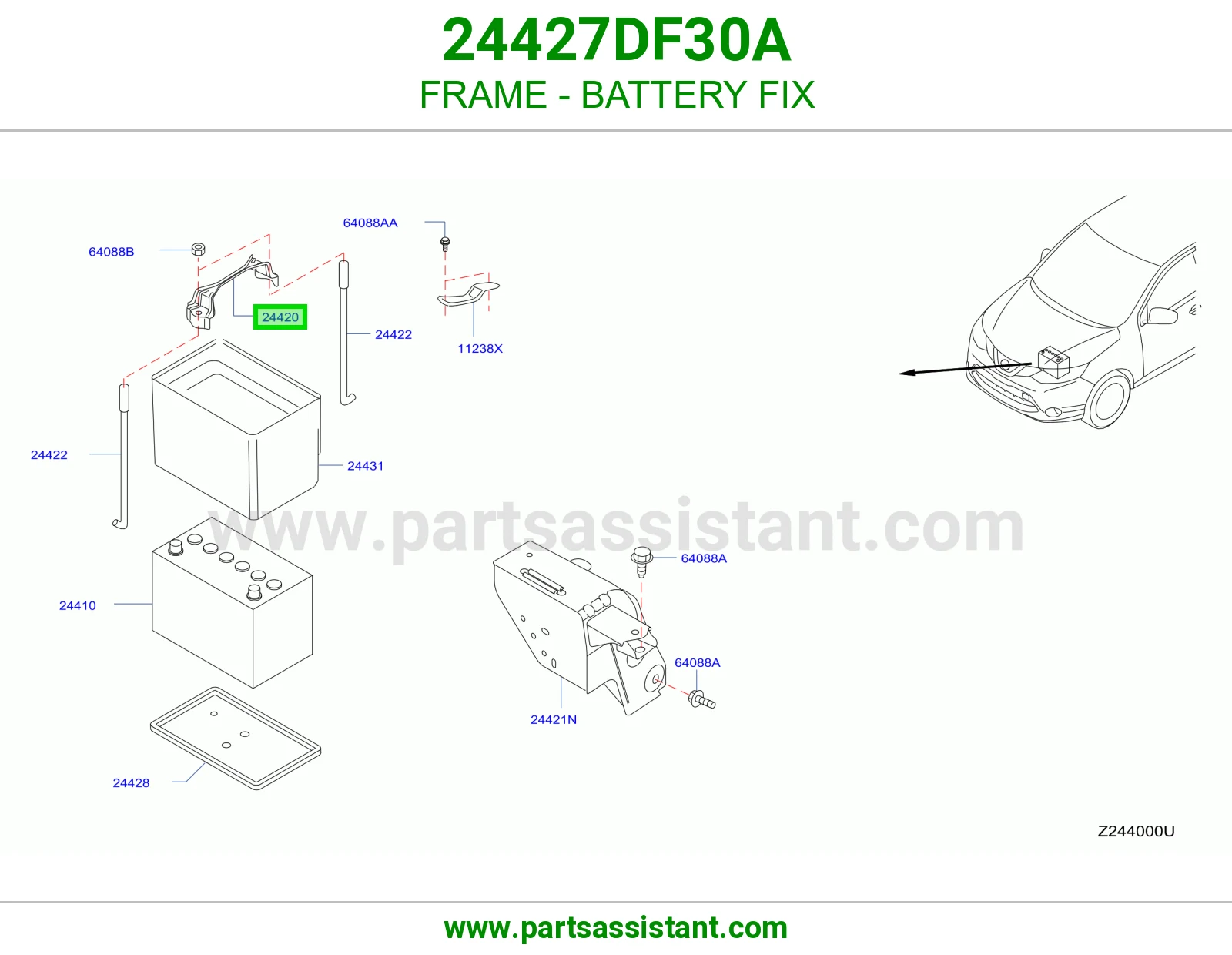 قاعده تحت بطاريه 24427DF30A