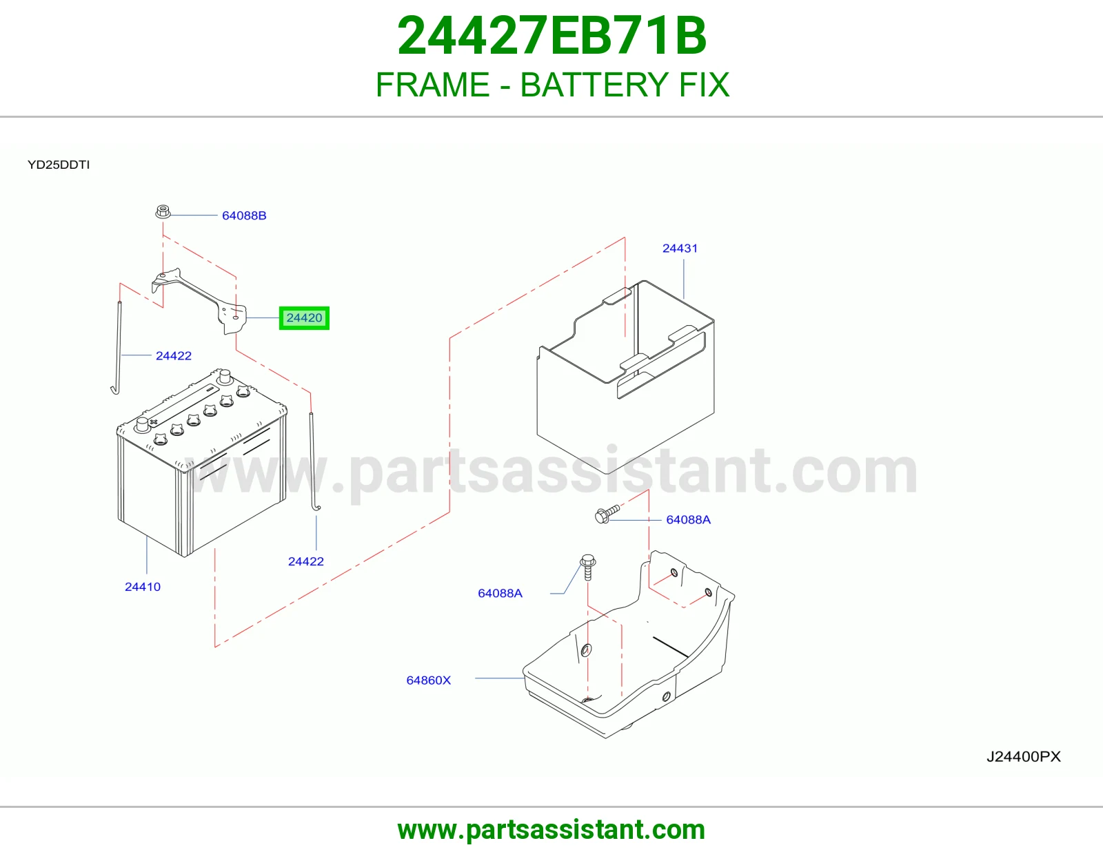 قاعده تحت بطاريه 24427EB71B