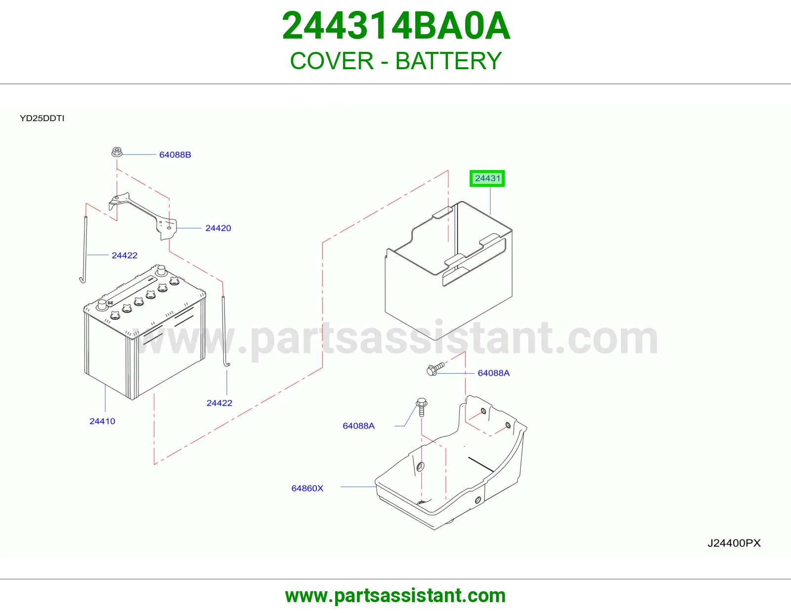 غطاء بطارية 244314BA0A