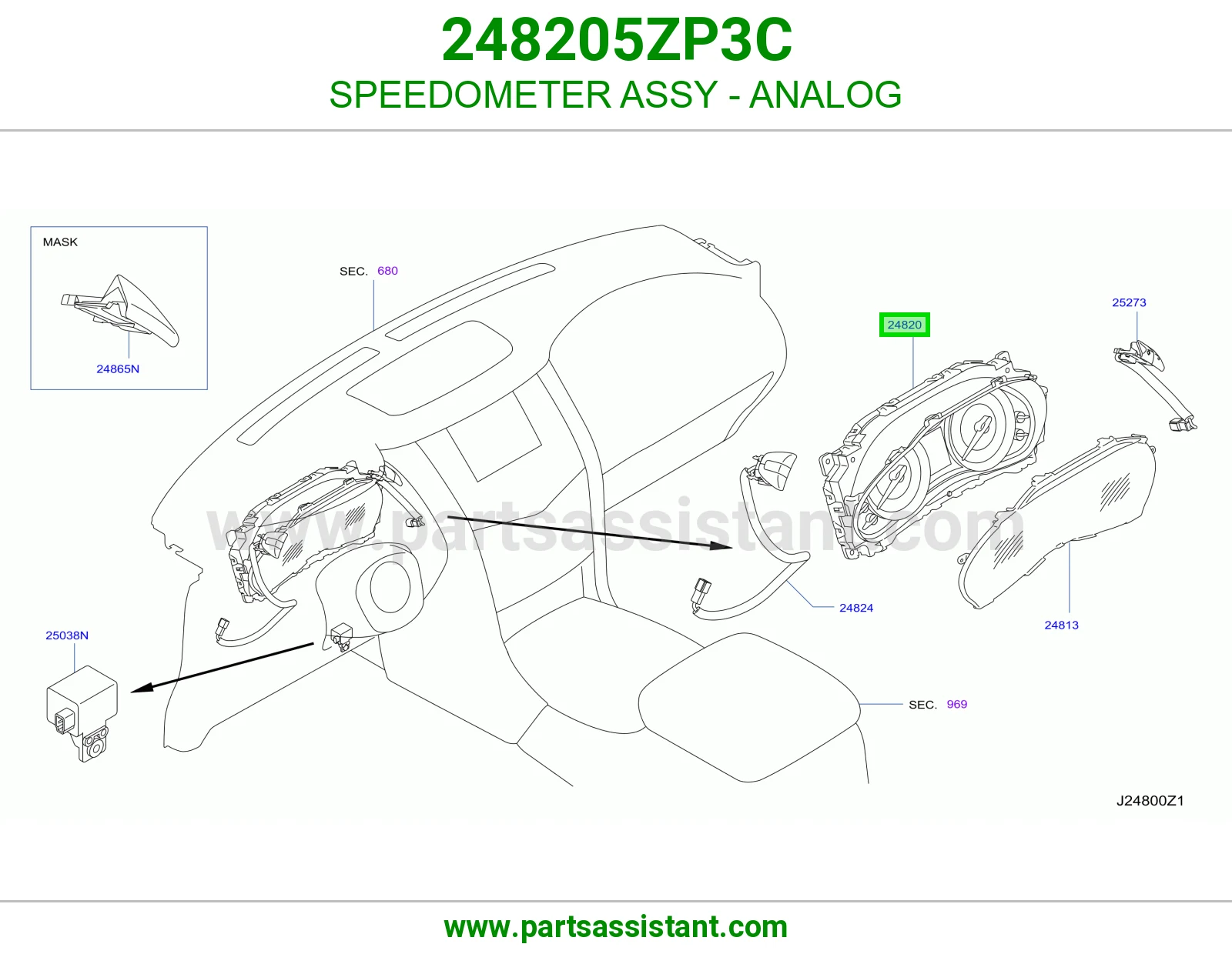 عداد سرعة عقارب كامل 248205ZP3C