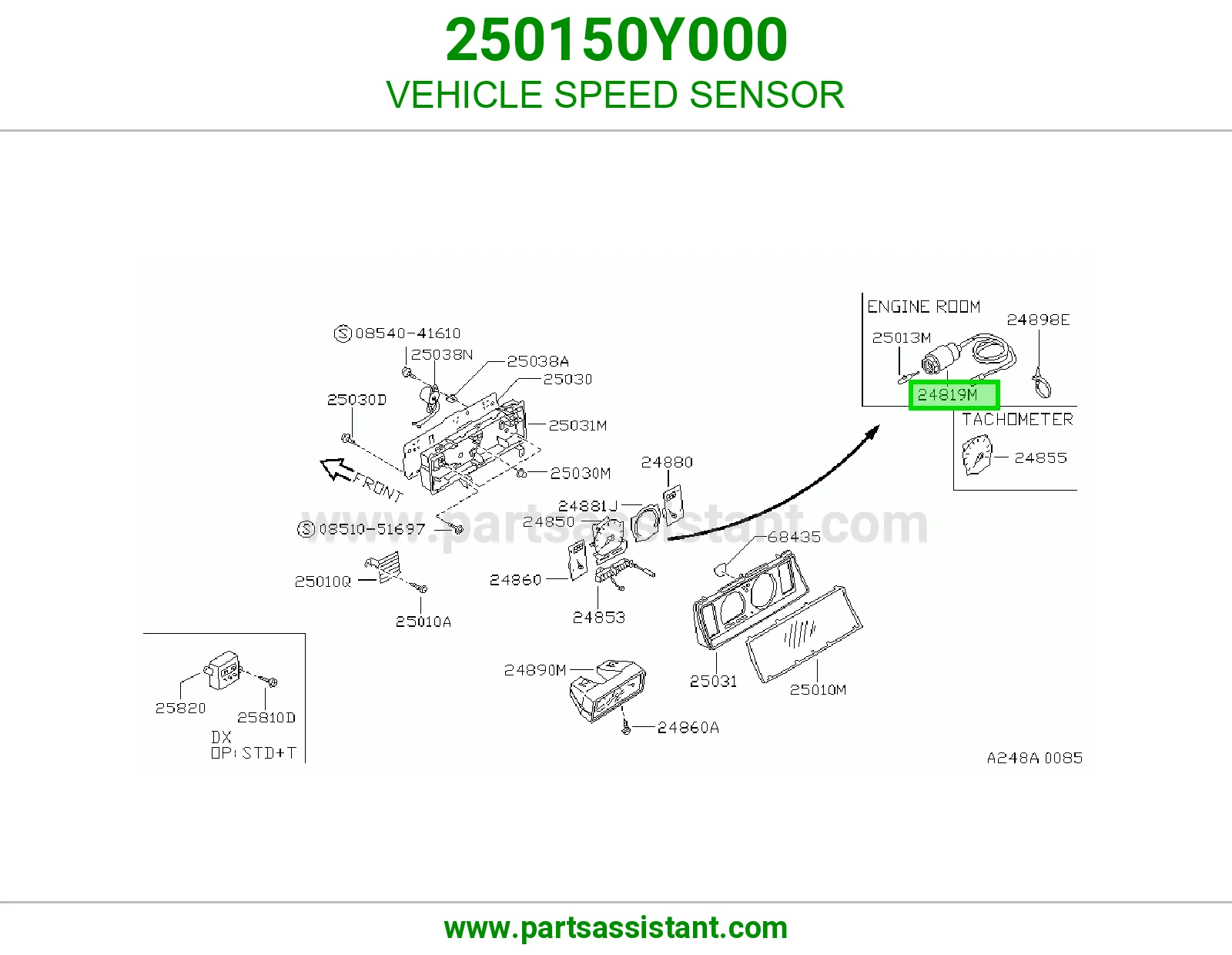 VEHICLE SPEED SENSOR 250150Y000