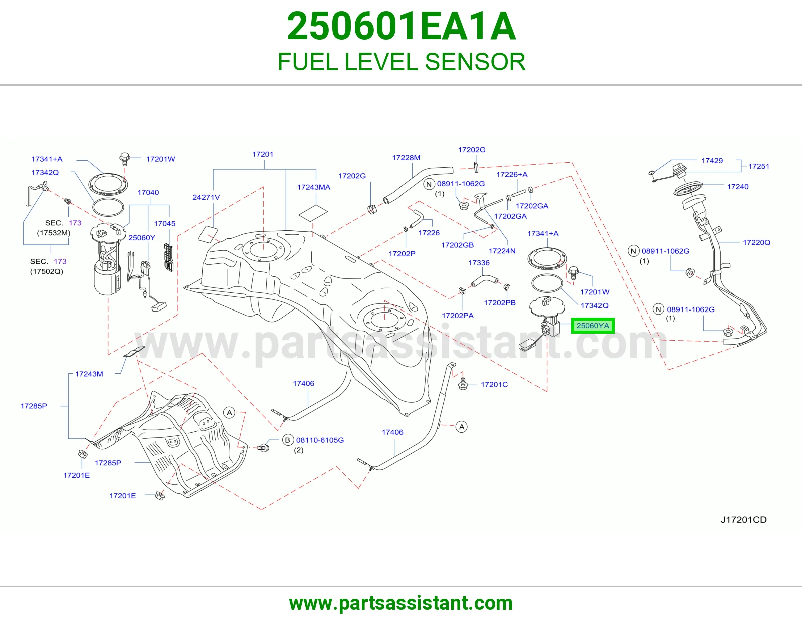 FUEL LEVEL SENSOR 250601EA1A