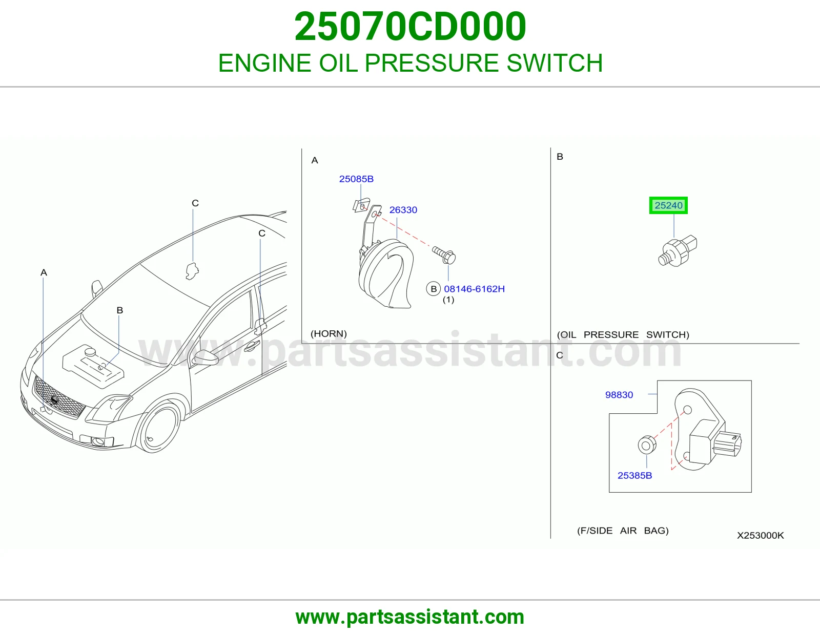 ENGINE OIL PRESSURE SWITCH 25070CD000