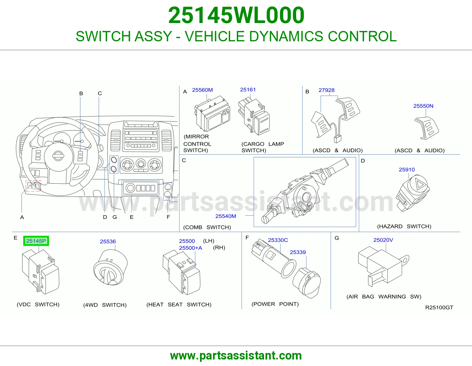 سويتش نظام ثبات (VDC) كامل 25145WL000