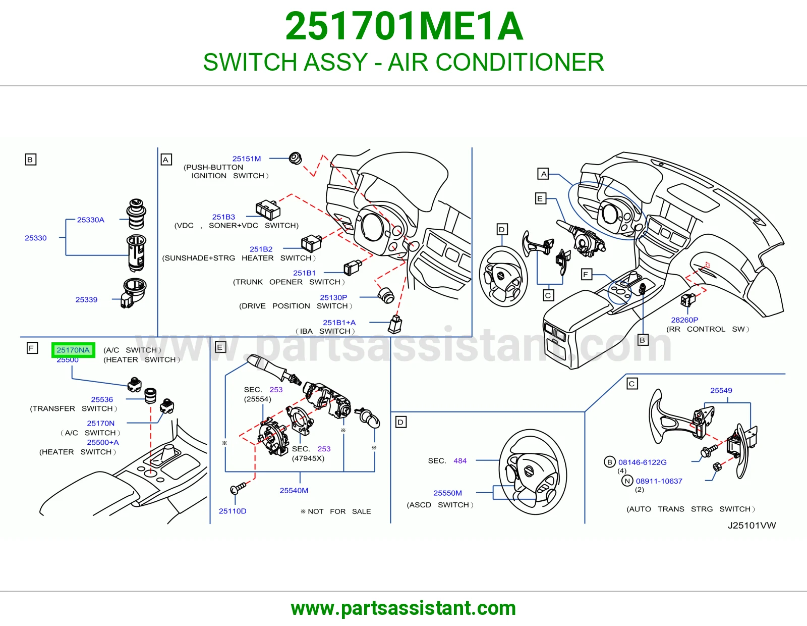 SWITCH ASSY - AIR CONDITIONER 251701ME1A