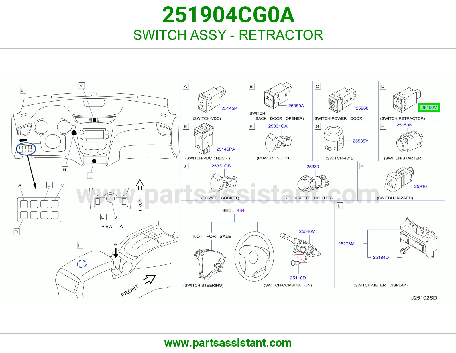 سويتش بكرة حزام أمان كامل 251904CG0A