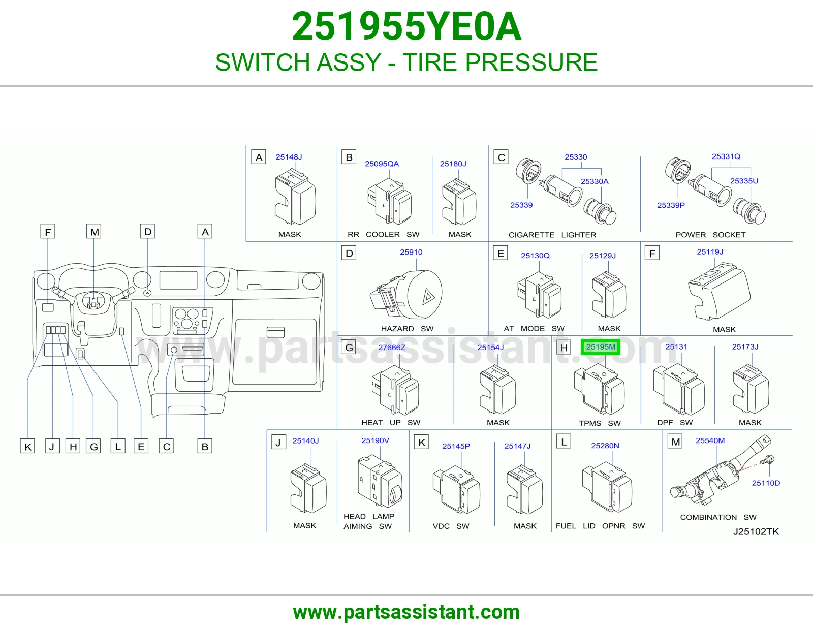 سويتش ضغط كفرات كامل 251955YE0A