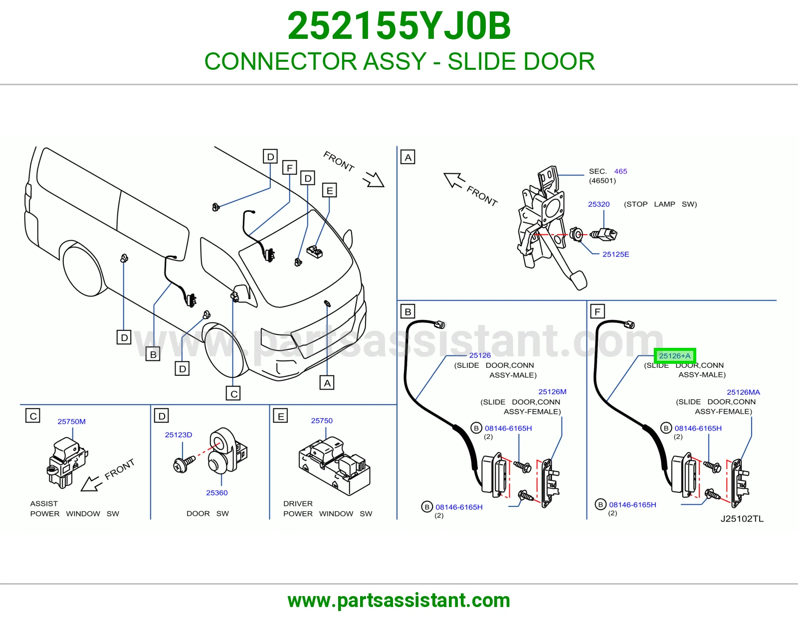 CONNECTOR ASSY - SLIDE DOOR 252155YJ0B