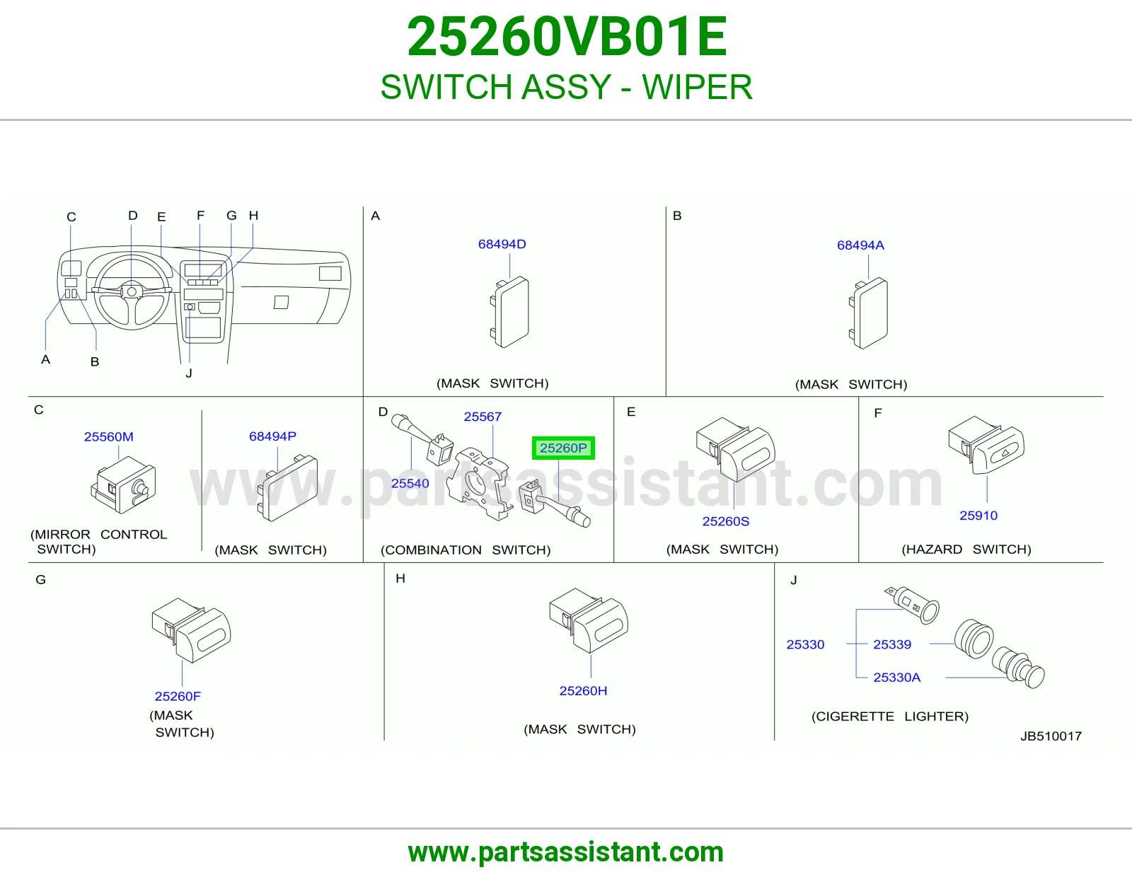 سويتش مساحات 25260VB01E