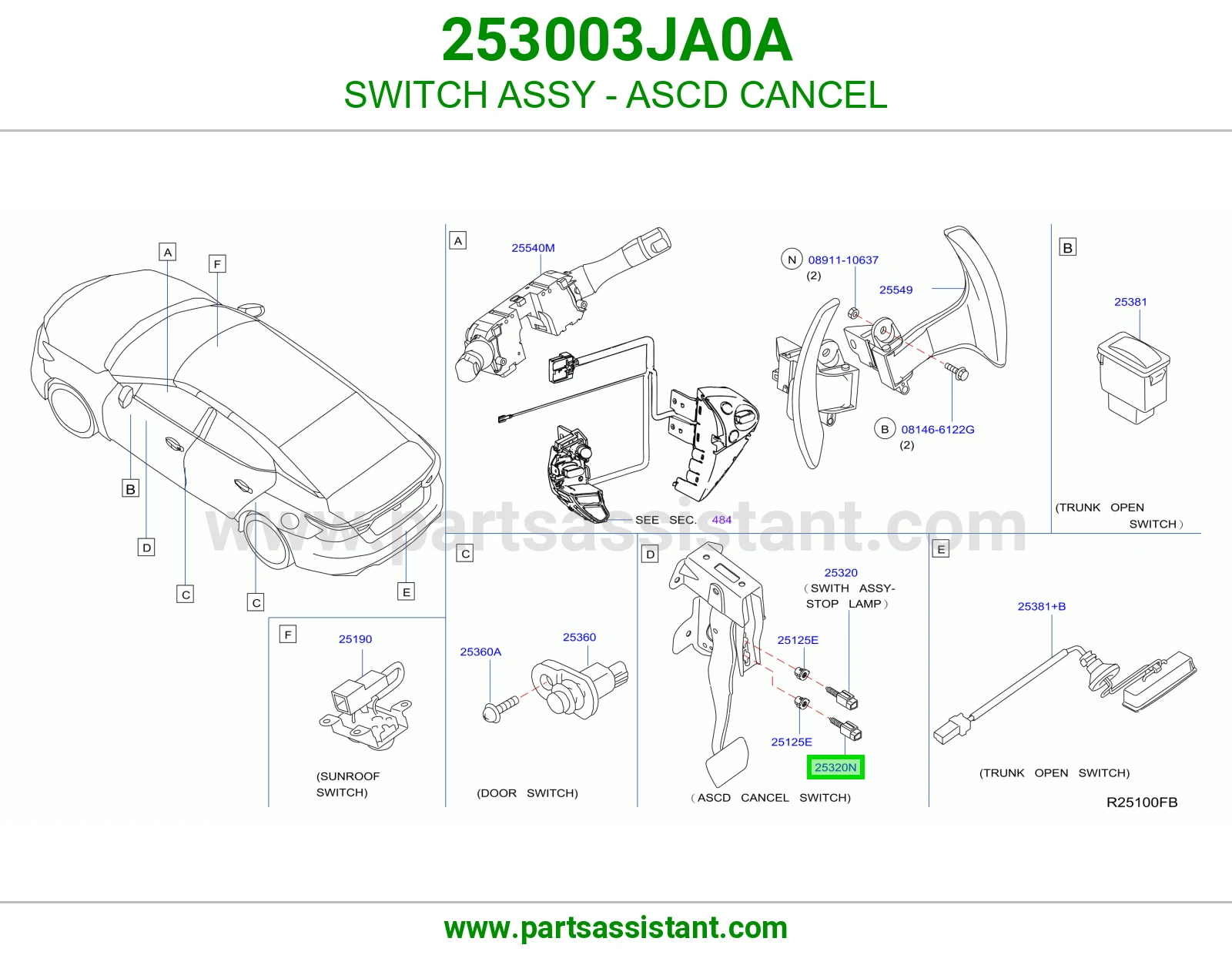 حساس فرامل فوق 253003JA0A