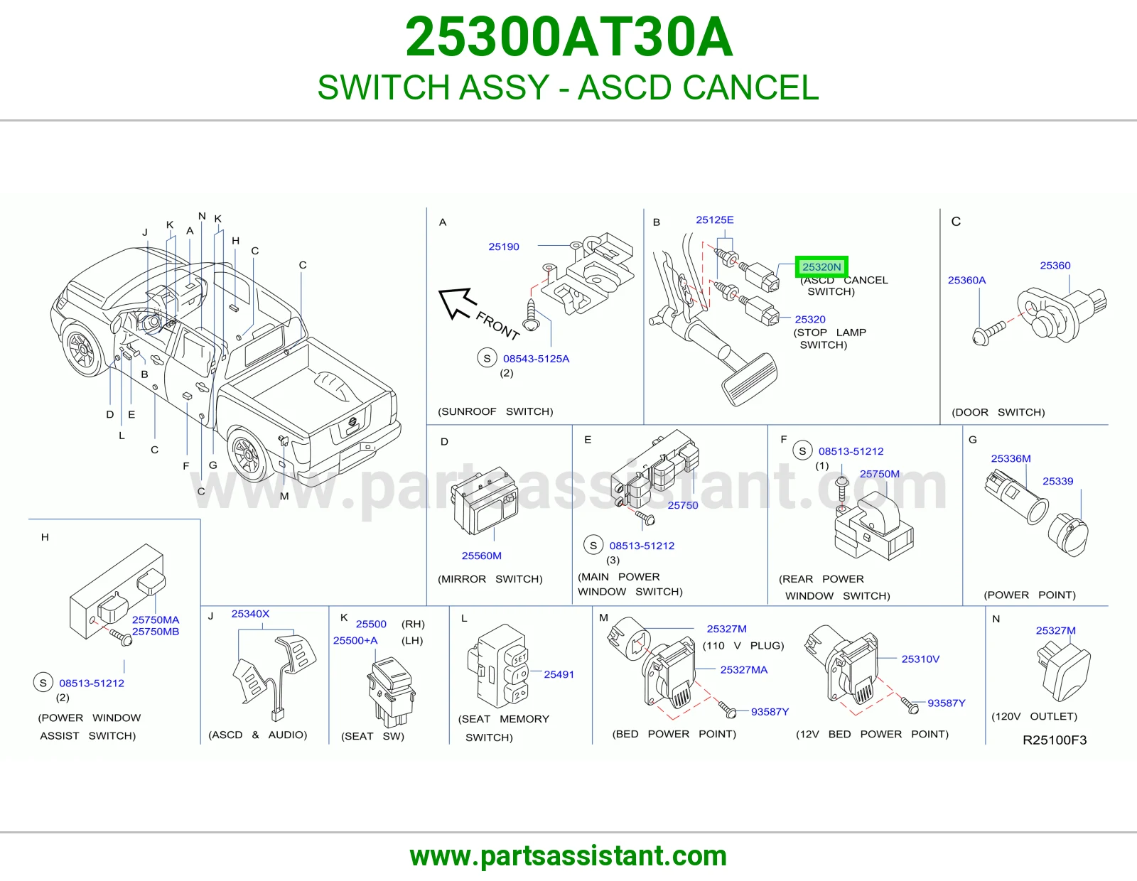 SWITCH ASSY - ASCD CANCEL 25300AT30A
