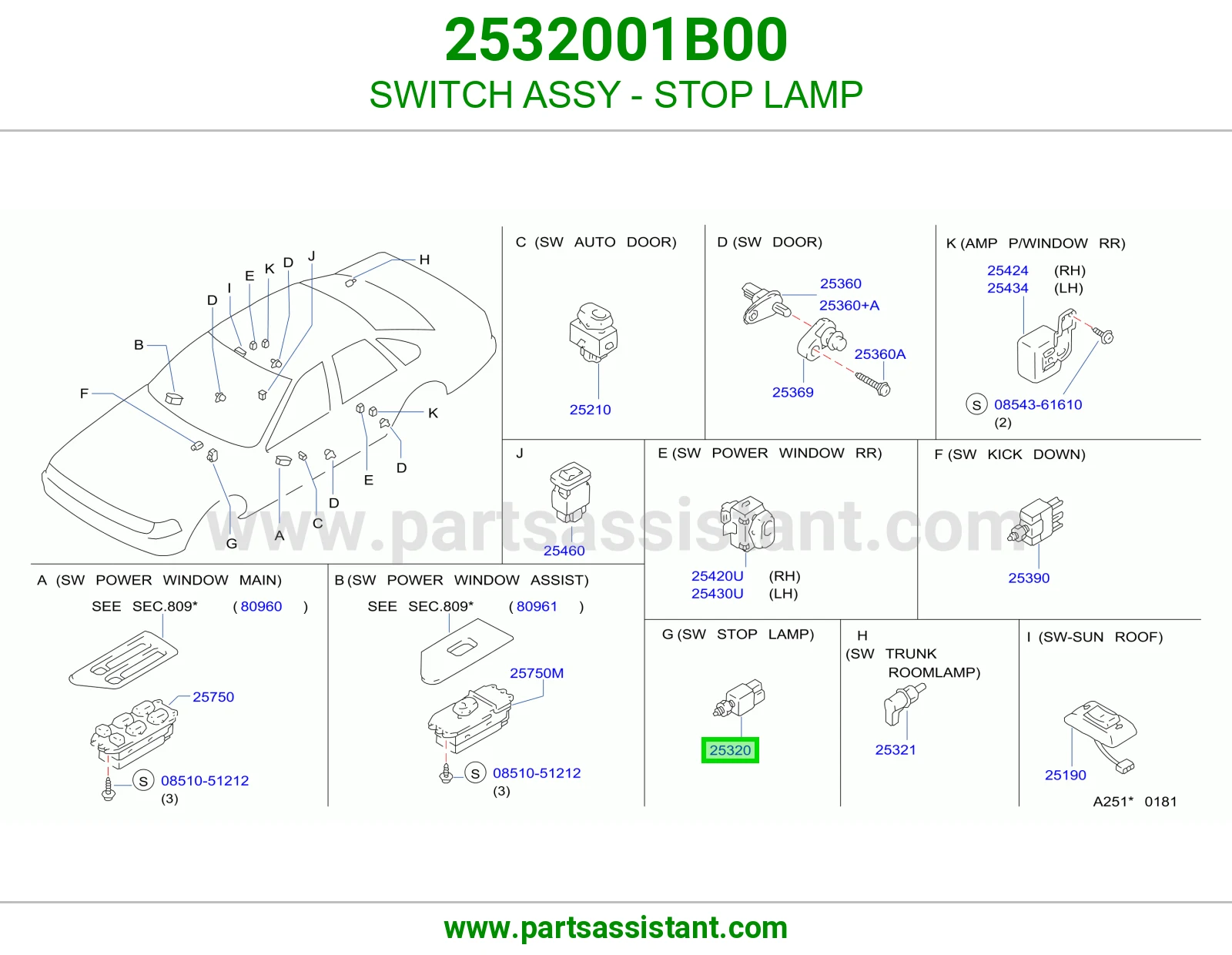 حساس فرامل اسطب خلفي 2532001B00