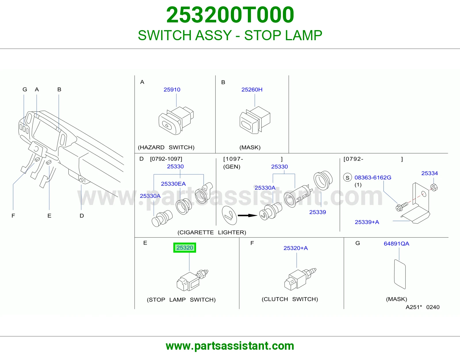 حساس فرامل اسطب خلفي 253200T000