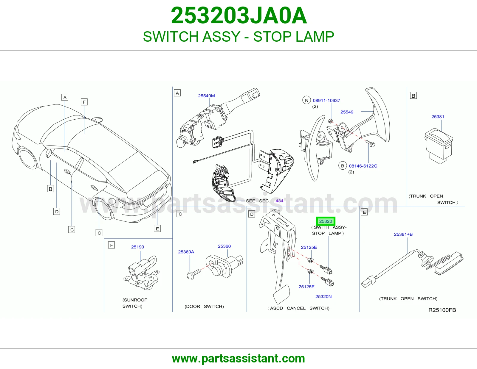 حساس فرامل اسطب خلفي 253203JA0A