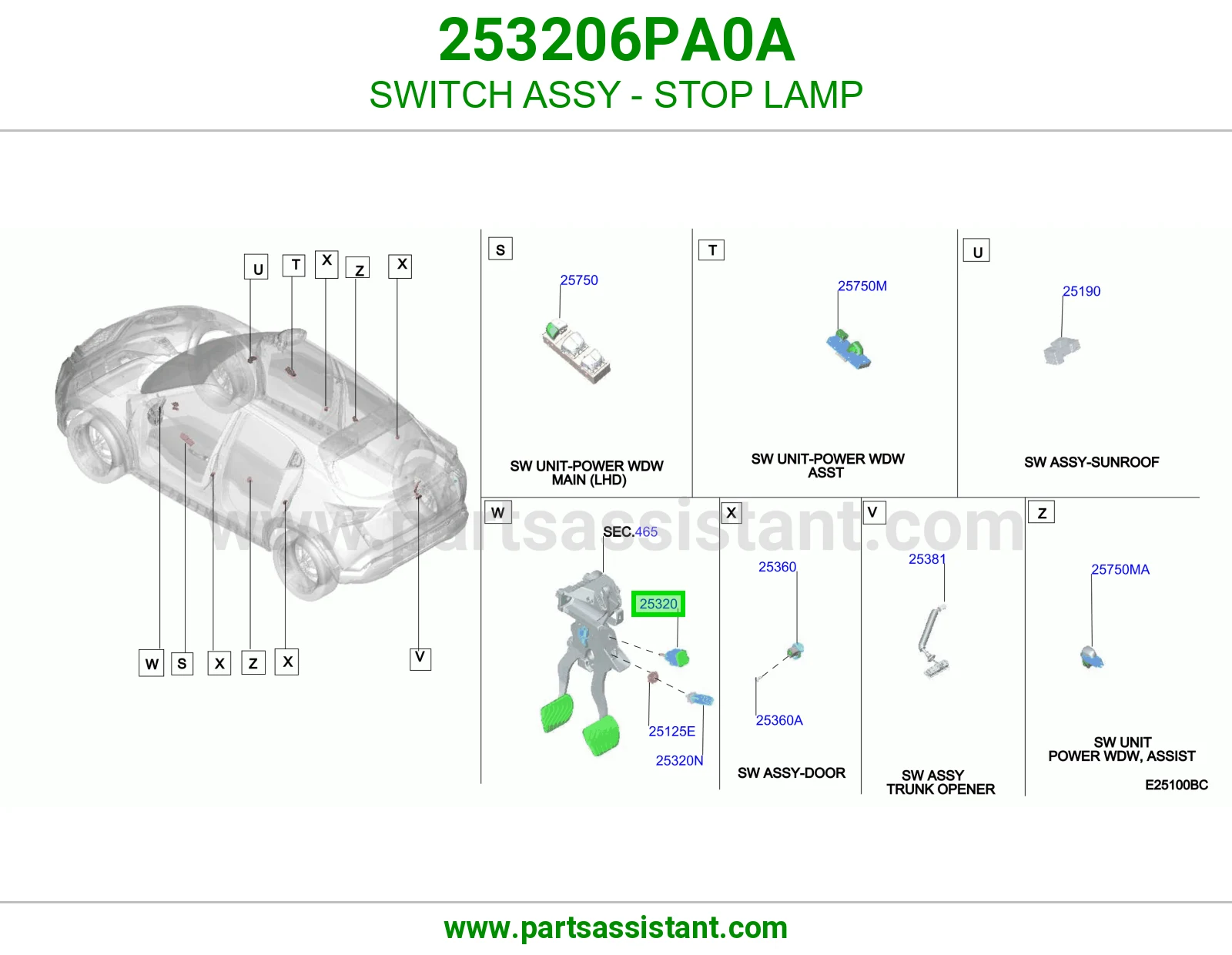 حساس فرامل اسطب خلفي 253206PA0A