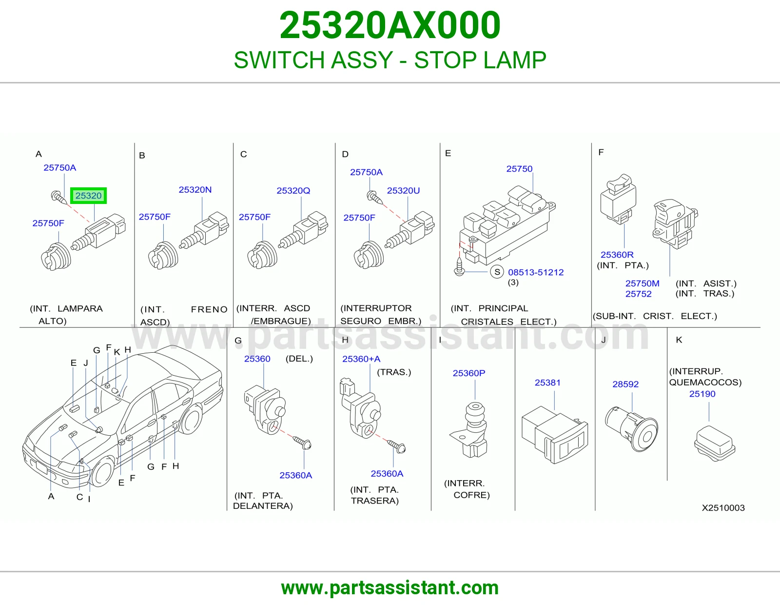 حساس فرامل اسطب خلفي 25320AX000