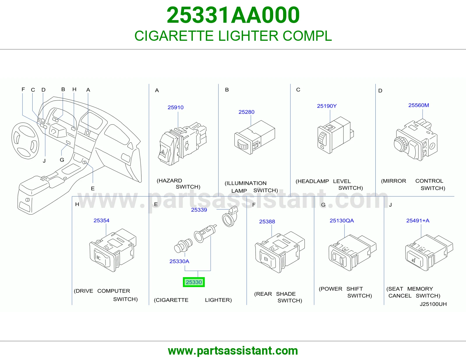 CIGARETTE LIGHTER COMPL 25331AA000
