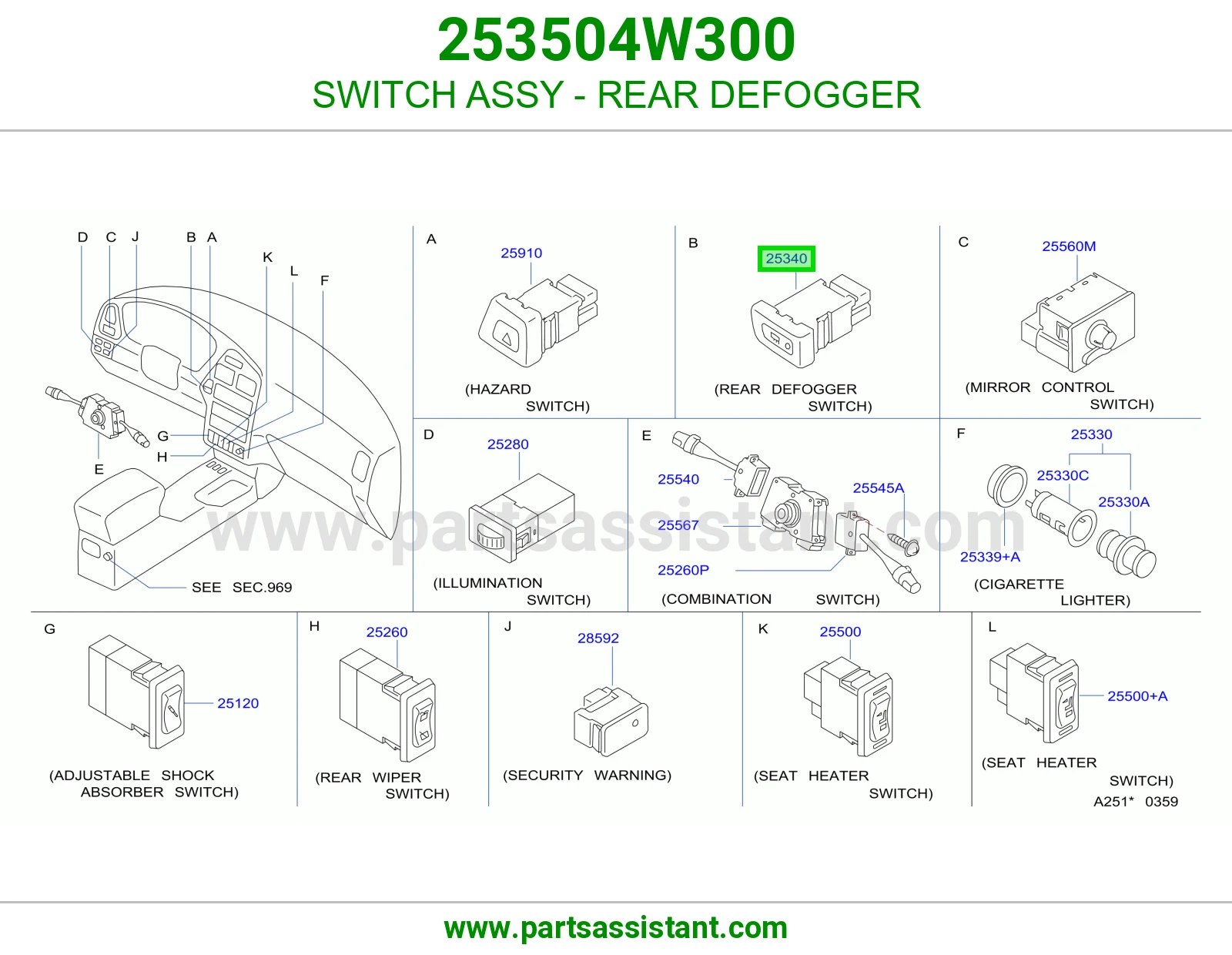مفتاح ضباب قزاز 253504W300
