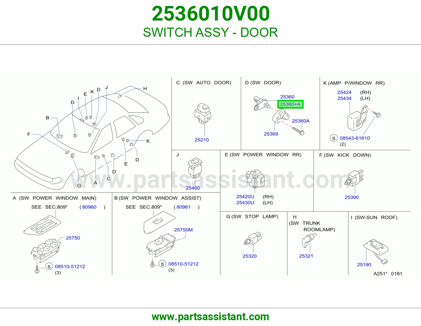 سويتش لمبه باب 2536010V00