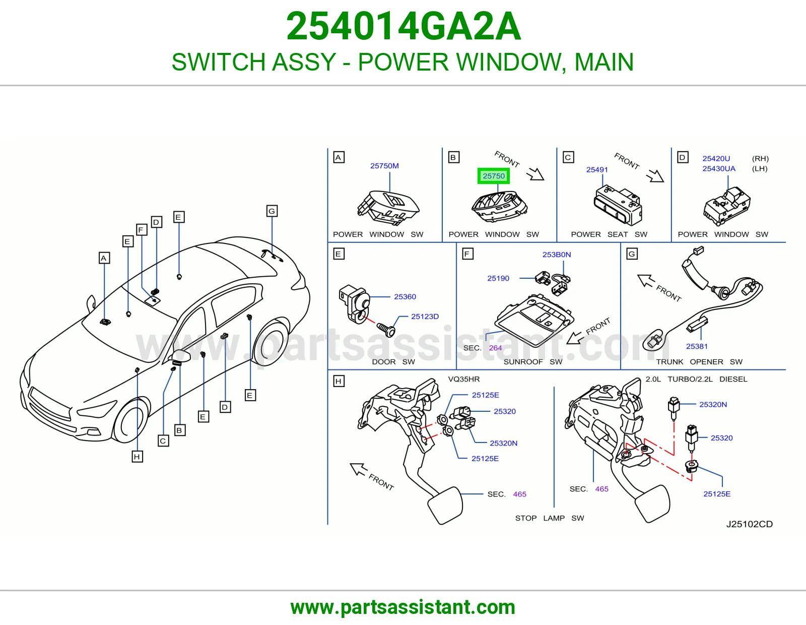 سويتش تحكم قزاز يسار 254014GA2A
