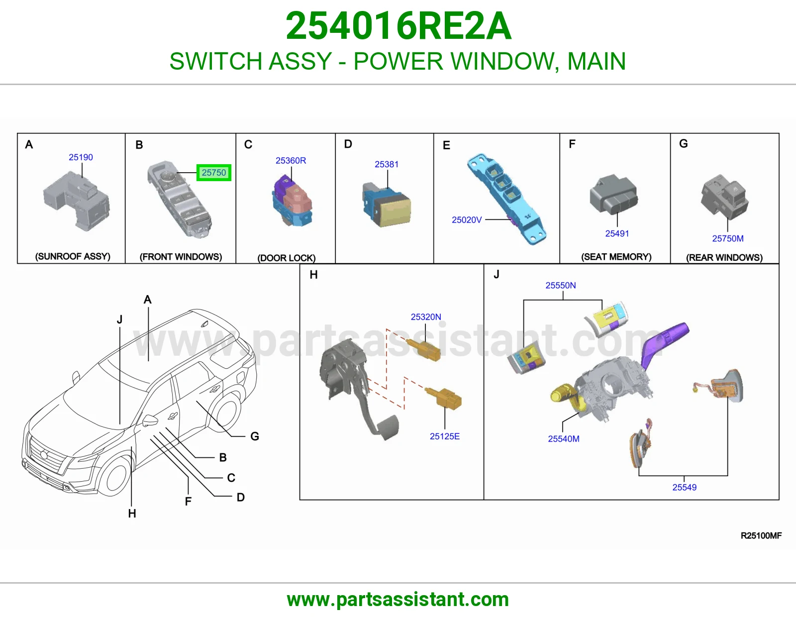 سويتش تحكم قزاز يسار 254016RE2A