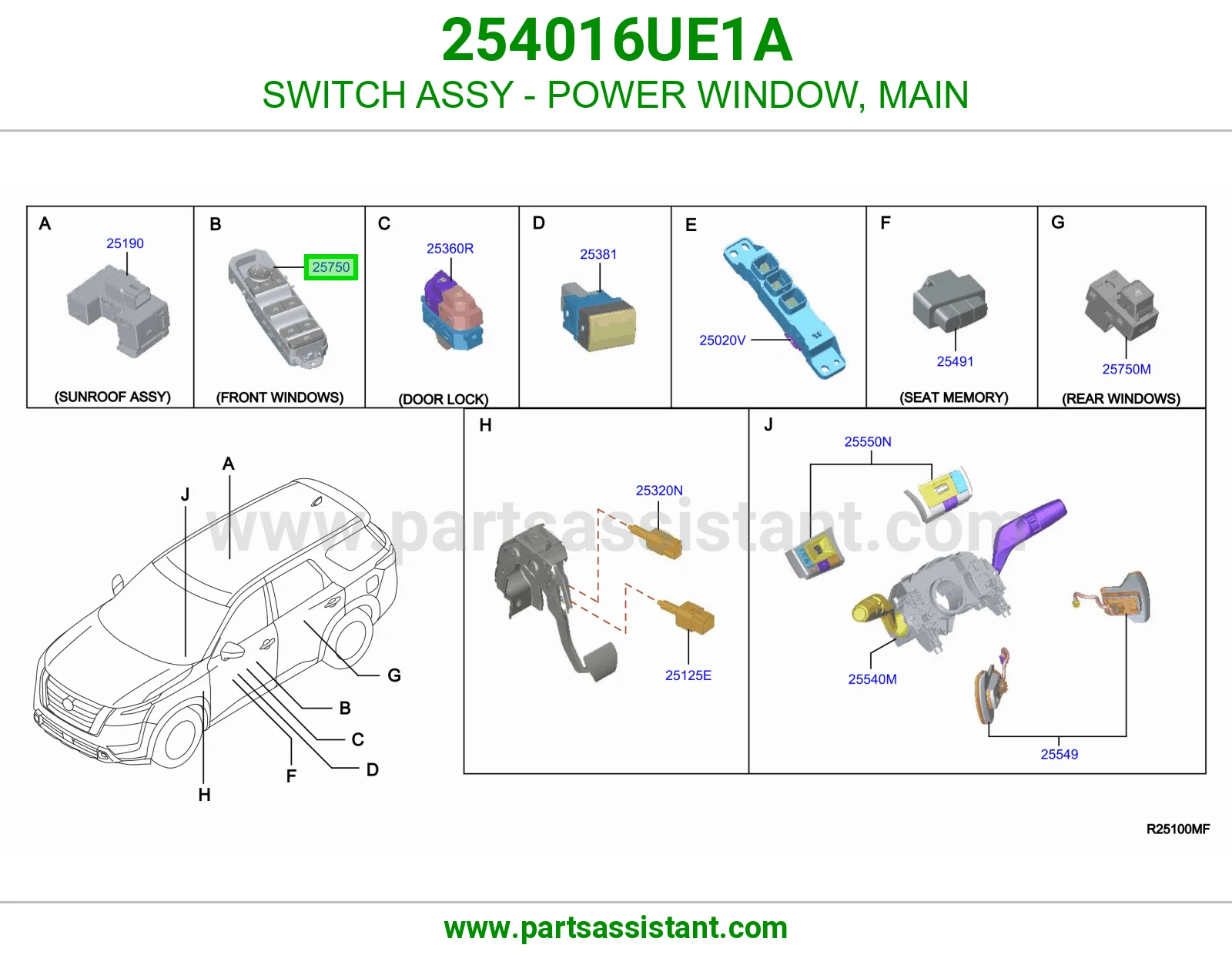 سويتش تحكم قزاز يسار 254016UE1A
