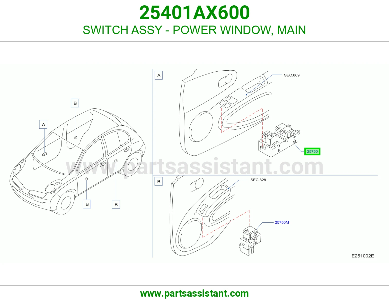 سويتش تحكم قزاز يسار 25401AX600