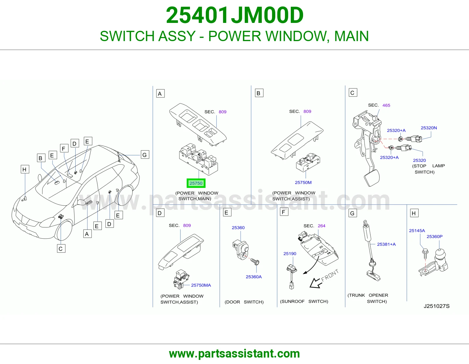 سويتش تحكم قزاز يسار 25401JM00D