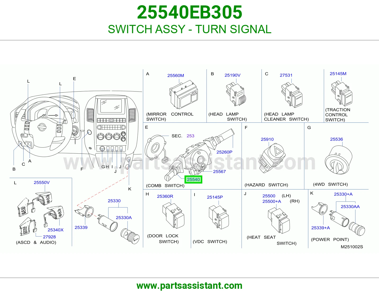 SWITCH ASSY - TURN SIGNAL 25540EB305