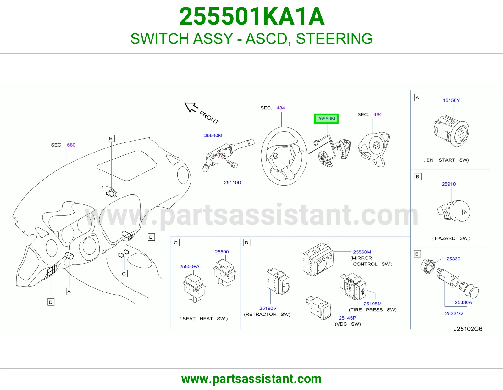 سويتش مثبت سرعة (ASCD) دركسون كامل 255501KA1A