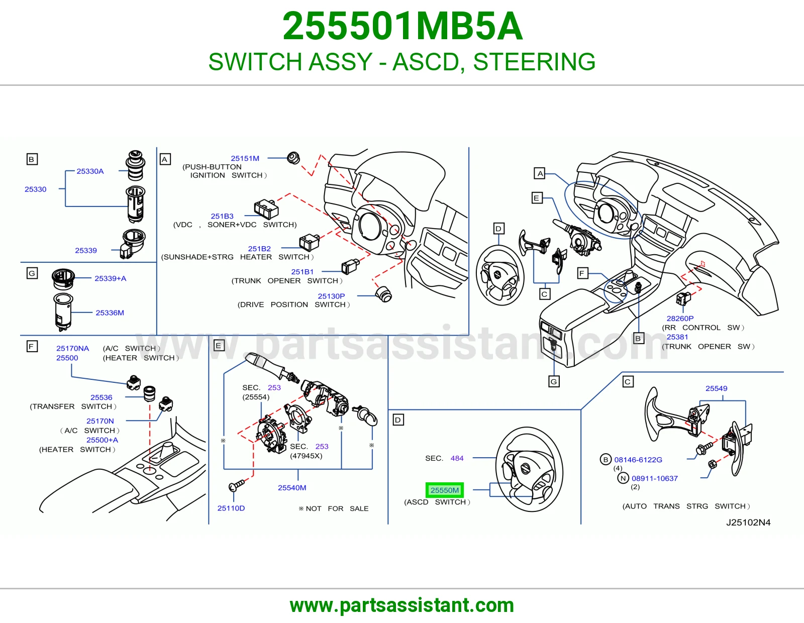 سويتش مثبت سرعة (ASCD) دركسون كامل 255501MB5A