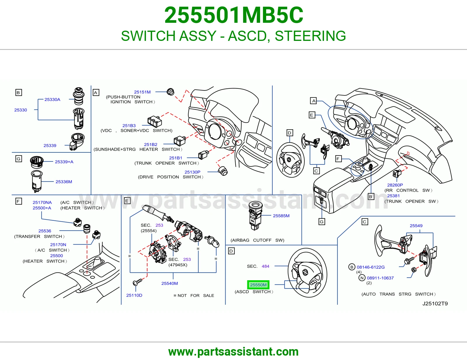 سويتش مثبت سرعة (ASCD) دركسون كامل 255501MB5C