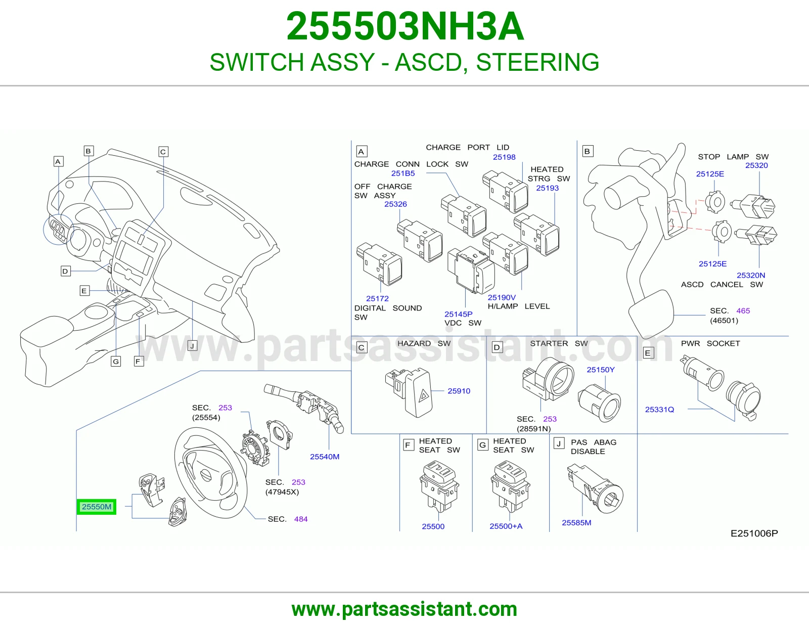 سويتش مثبت سرعة (ASCD) دركسون كامل 255503NH3A