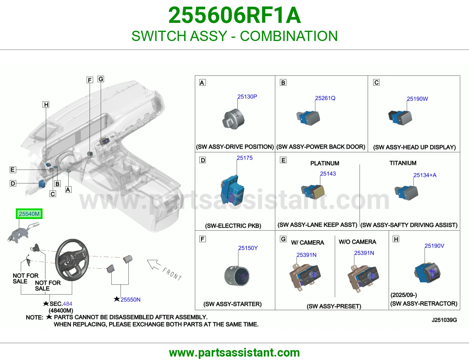 SWITCH ASSY - COMBINATION 255606RF1A