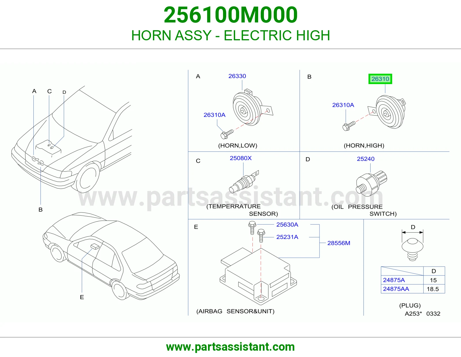 HORN ASSY - ELECTRIC HIGH 256100M000