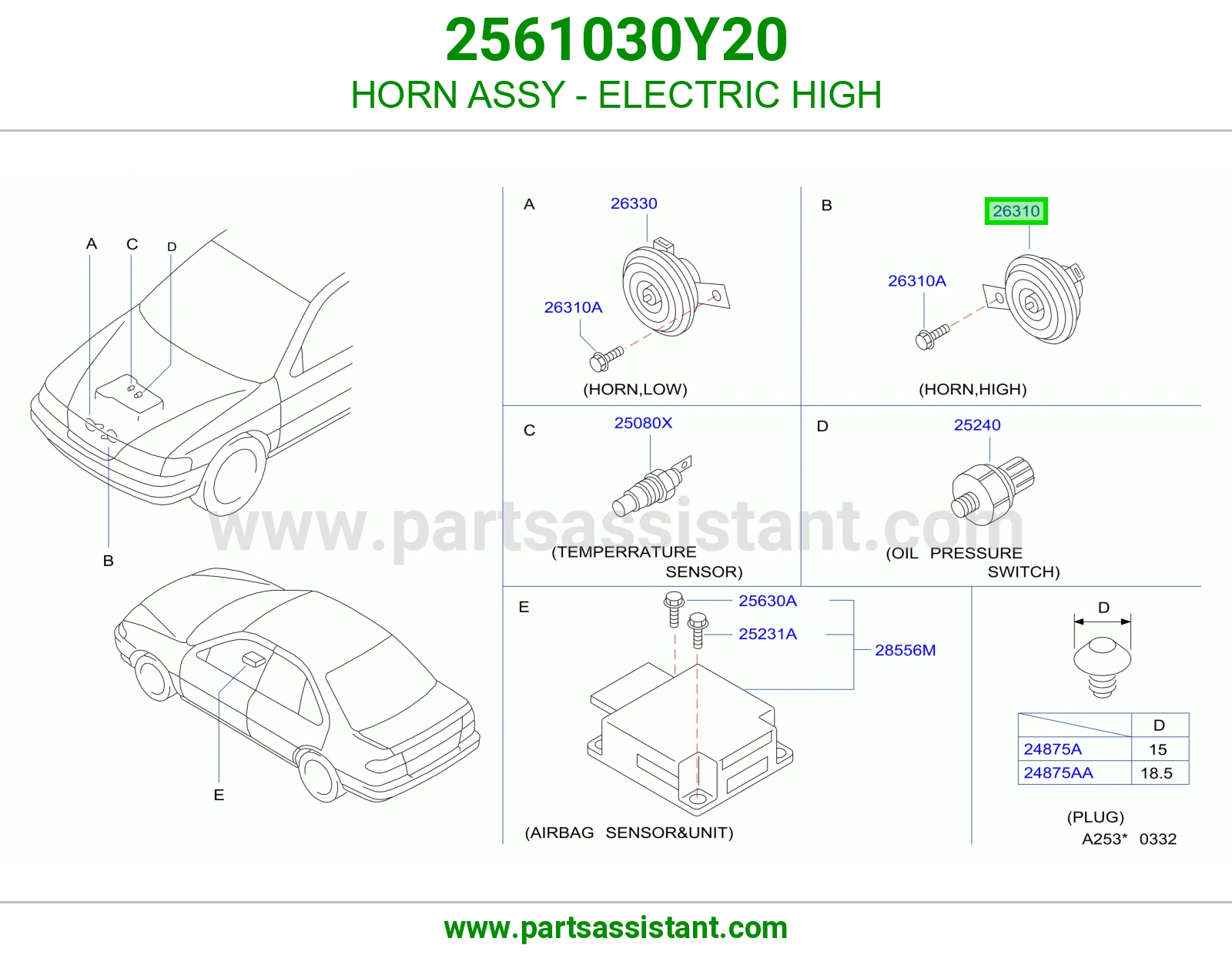 HORN ASSY - ELECTRIC HIGH 2561030Y20