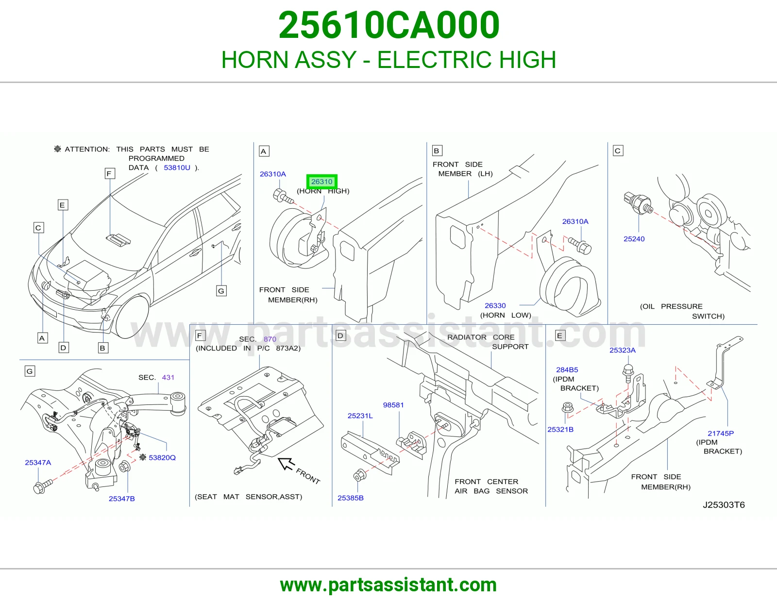 HORN ASSY - ELECTRIC HIGH 25610CA000