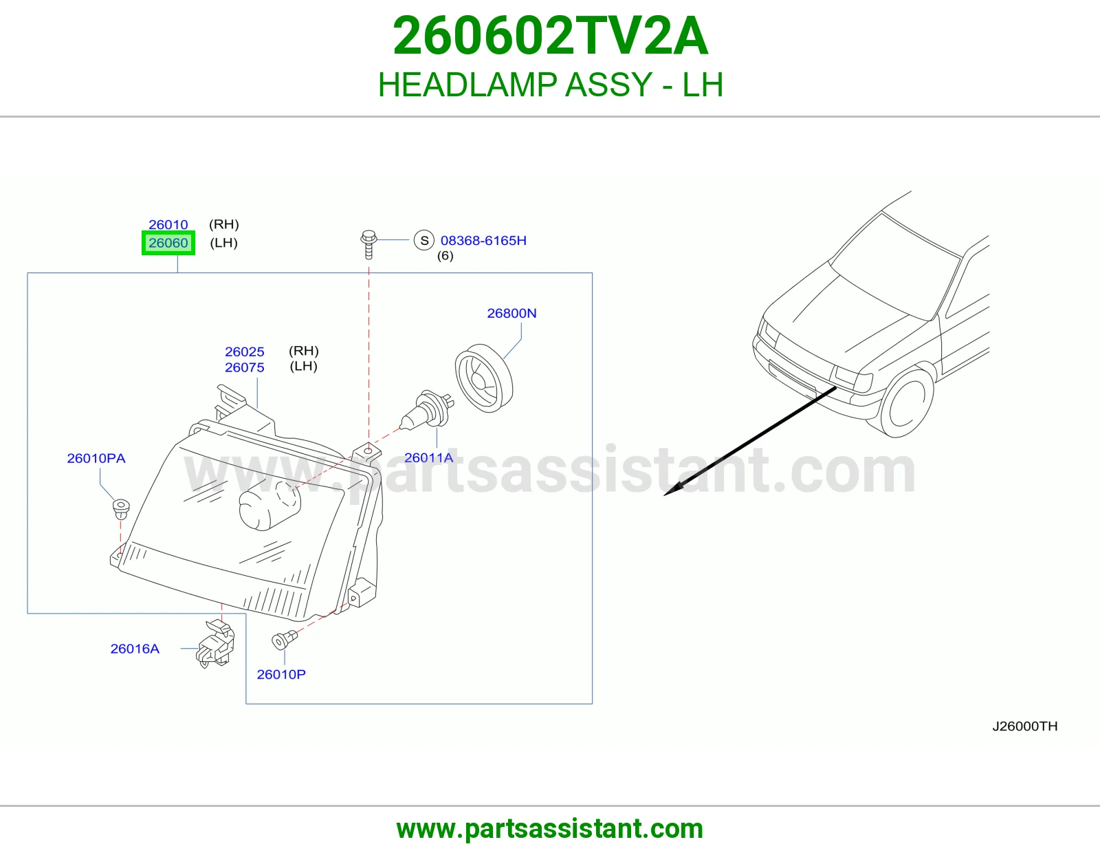 HEADLAMP ASSY - LH 260602TV2A