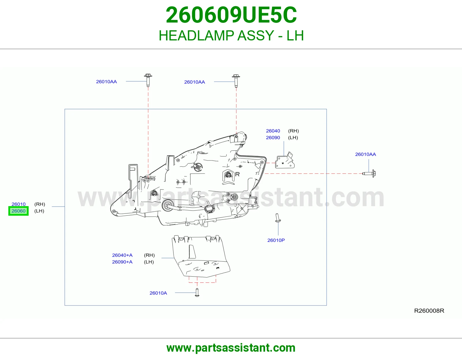HEADLAMP ASSY - LH 260609UE5C