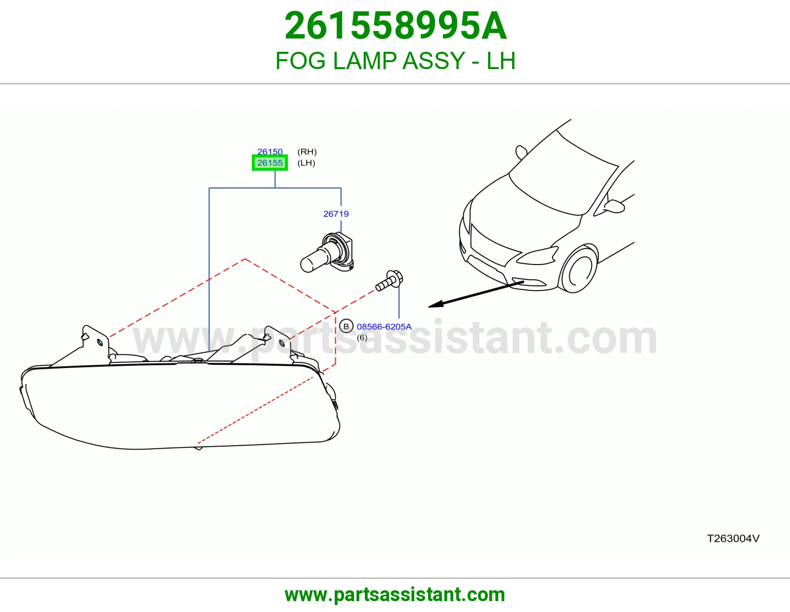 FOG LAMP ASSY - LH 261558995A
