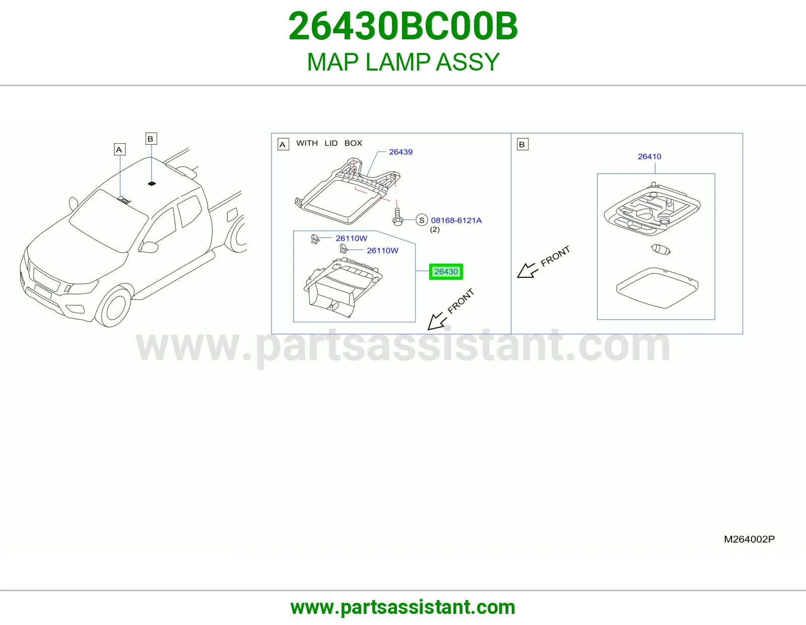 MAP LAMP ASSY 26430BC00B
