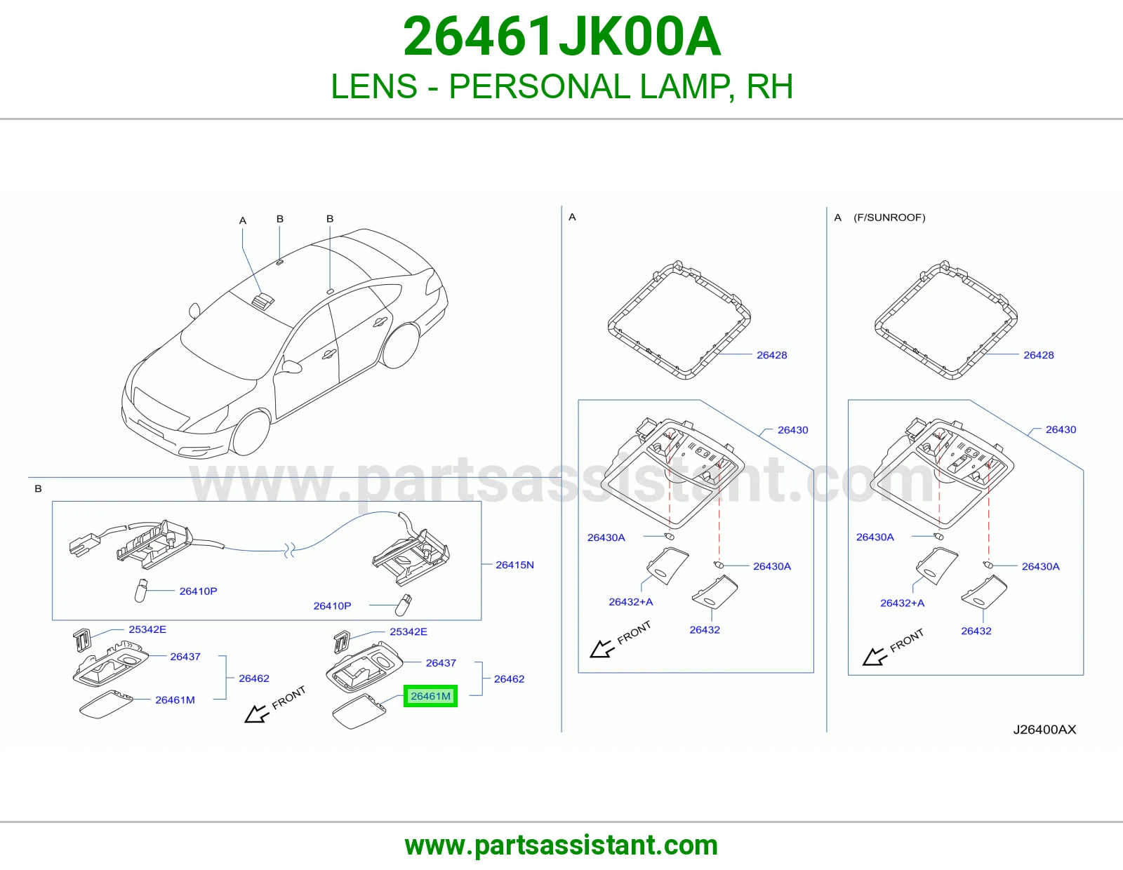 قزاز لمبة قراءة يمين 26461JK00A