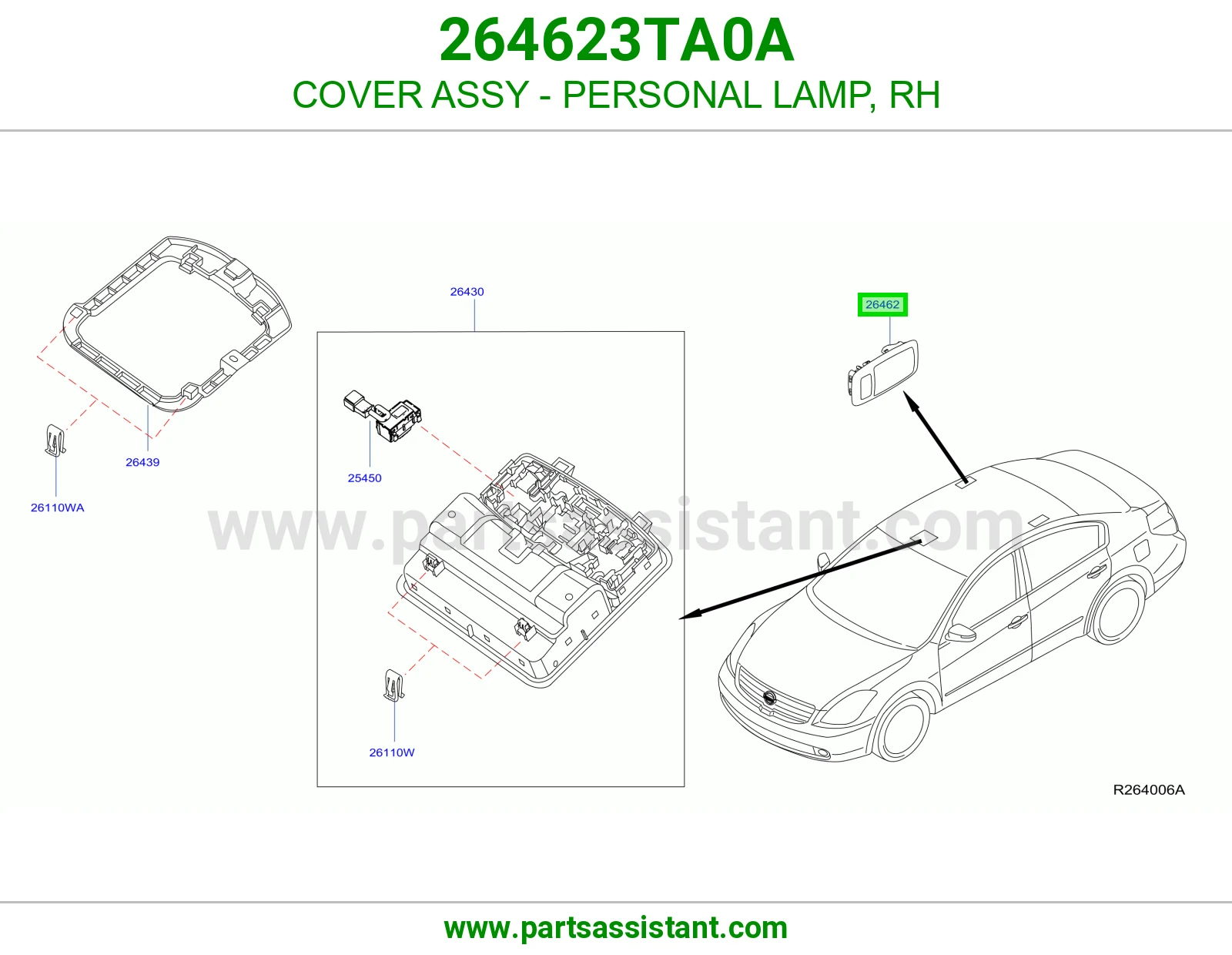 غطاء لمبة قراءة كامل 264623TA0A