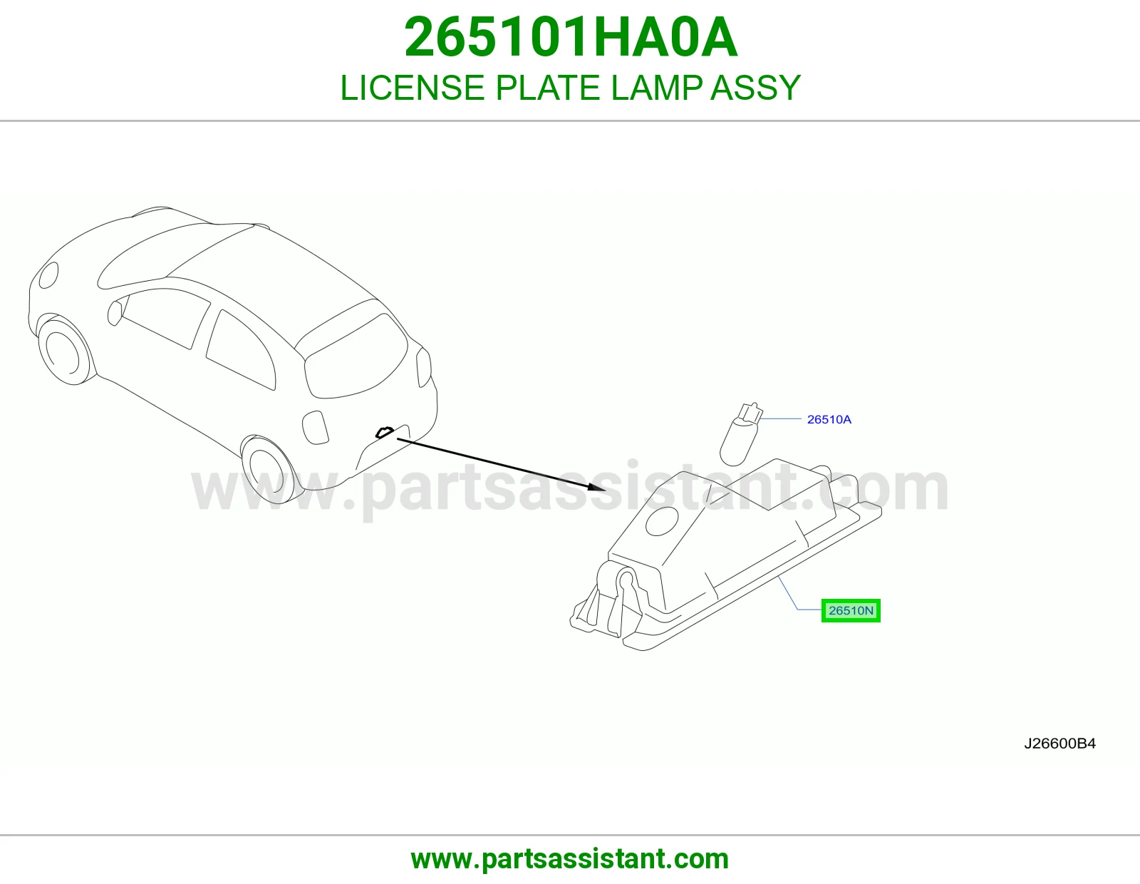 لمبه لوحه يمين خلفي 265101HA0A