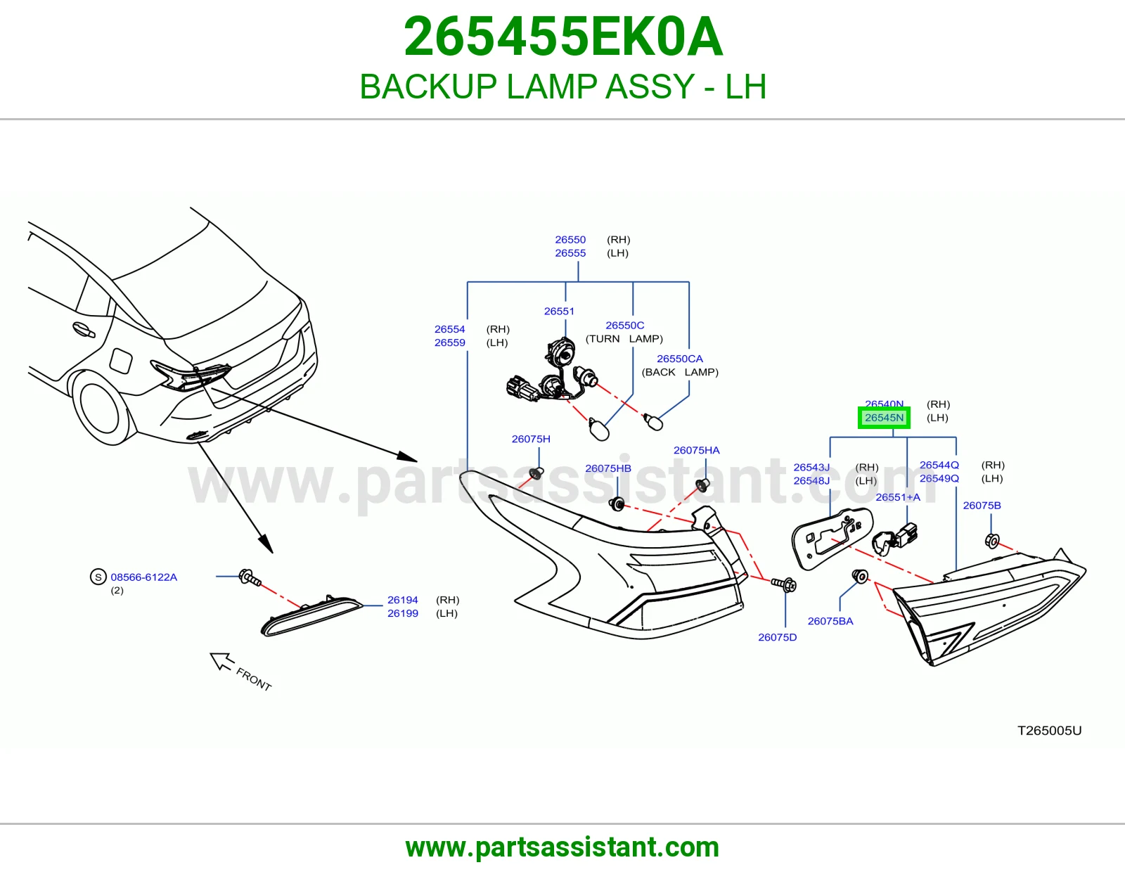 لمبة ريوس يسار كاملة 265455EK0A