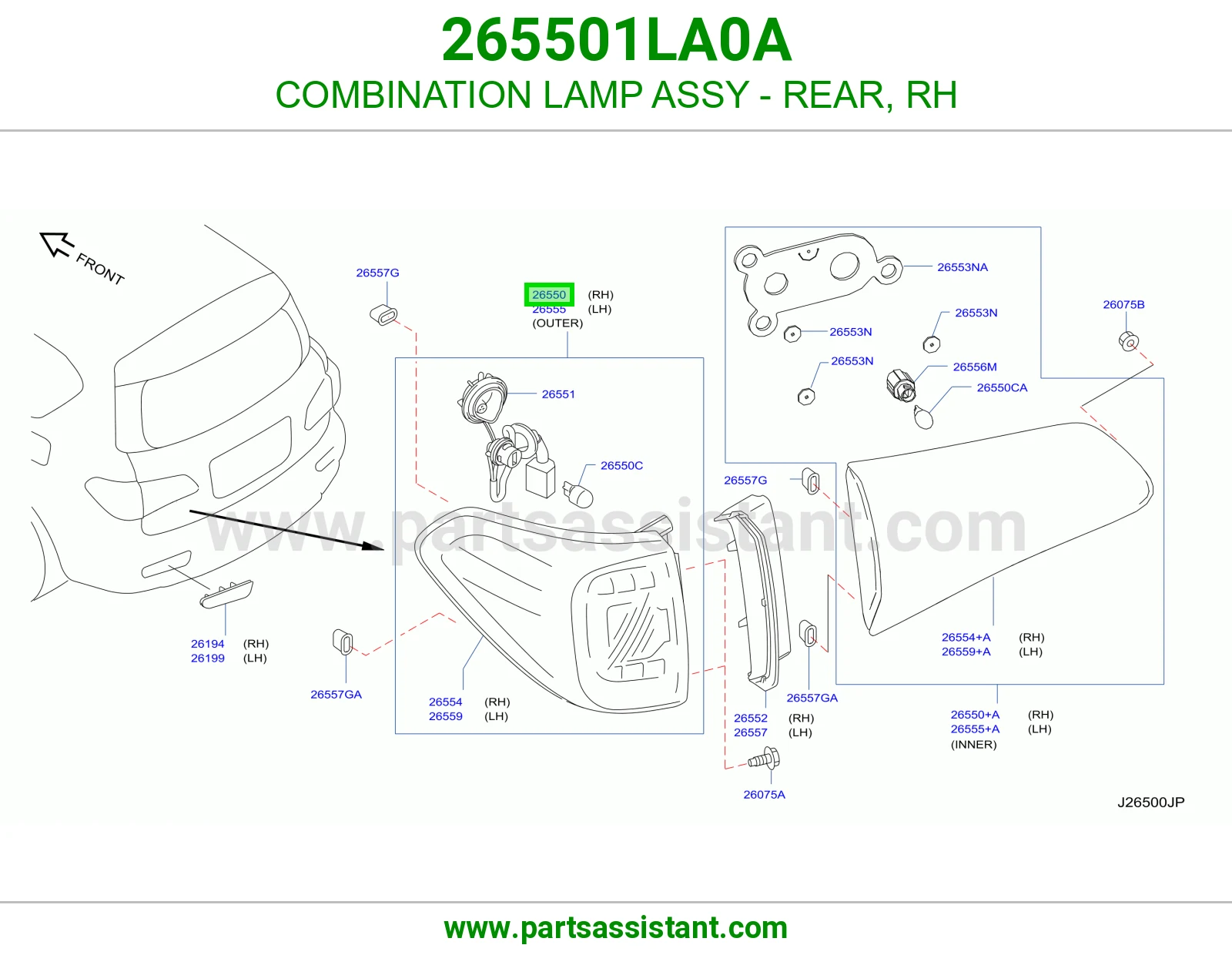 اشاره اسطب خلفي ركن يمين 265501LA0A