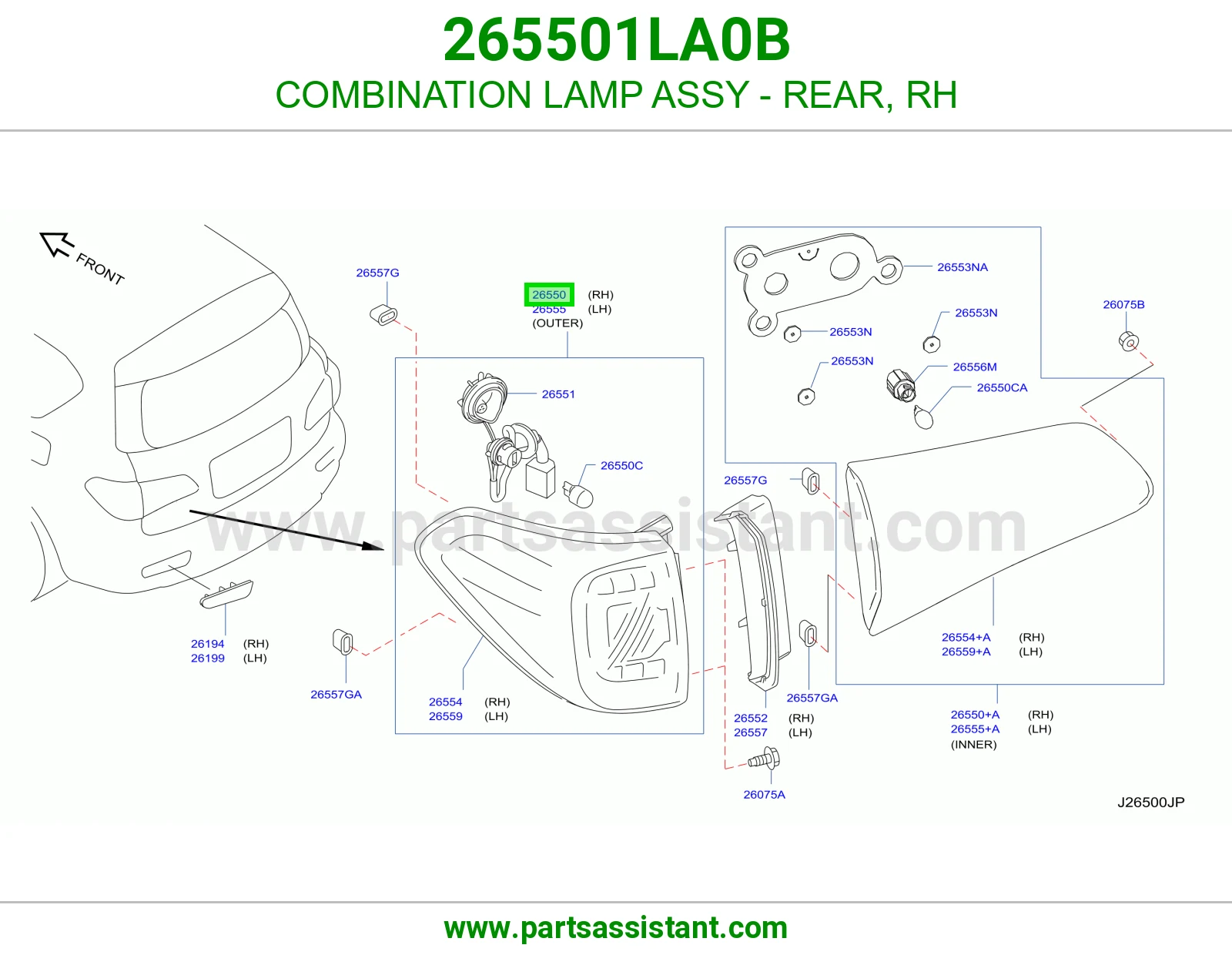 اشاره اسطب خلفي ركن يمين 265501LA0B